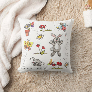 Rabbits, Butterflies, Flowers & Fairy Cushion