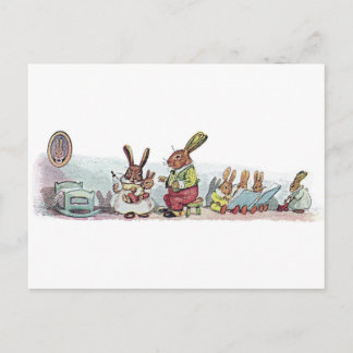 Rabbits Caring for Baby Bunny Postcard