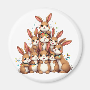 Rabbits Christmas Tree Merry Christmas Xmas Magnet