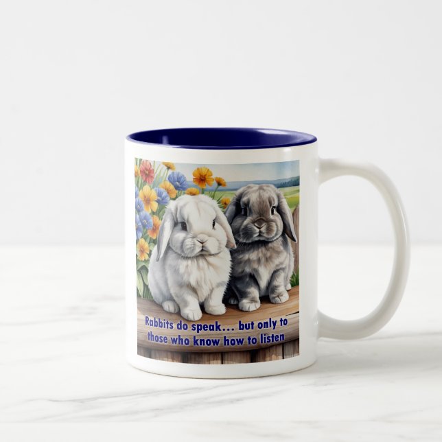 Rabbits Do Speak Lop Eared Bunny Two-Tone Coffee Mug (Right)
