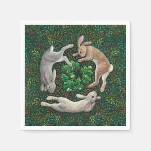 "Rabbits Frolicking." Paper Napkins