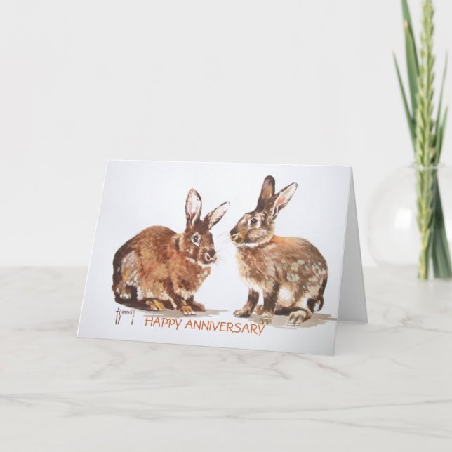 Rabbits Happy Anniversary Card (Front)