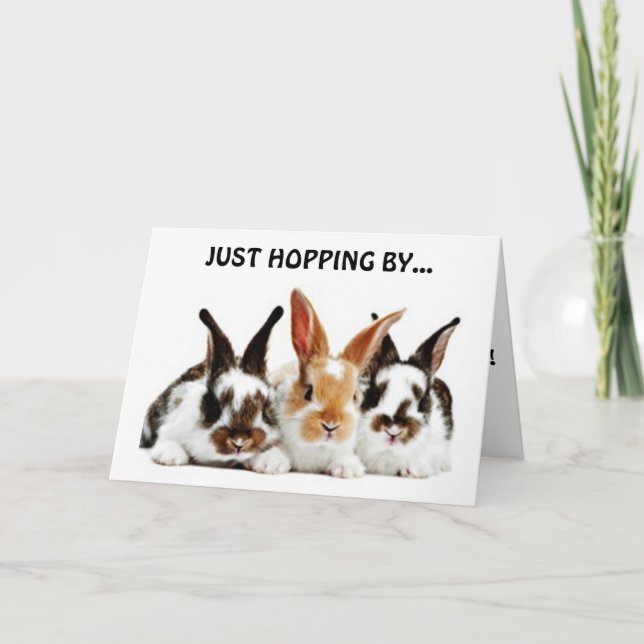 RABBITS HOPPING BY TO WISH YOU A HAPPY BIRTHDAY CARD (Front)