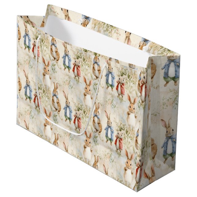Rabbits in jackets large gift bag (Front Angled)