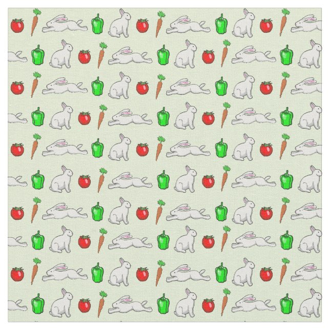 Rabbits in the Vegetable Garden Fabric (Close Up)