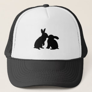 Rabbits Kissing silhouette Trucker Hat