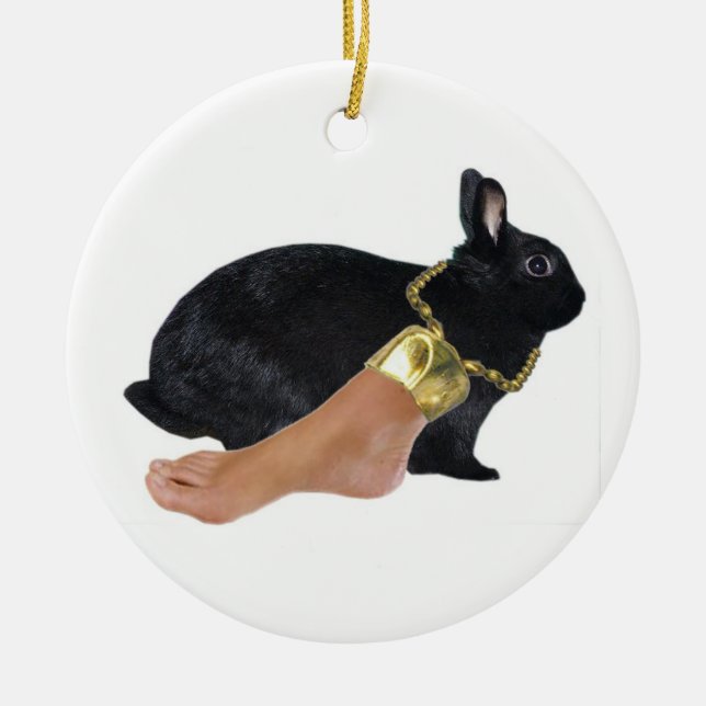 Rabbit's Lucky Human Foot Ceramic Tree Decoration (Front)
