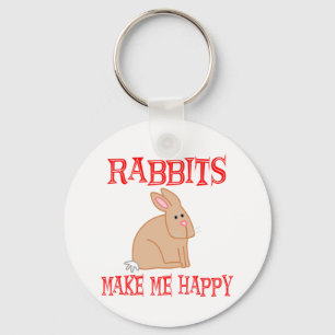 Rabbits Make Me Happy Key Ring