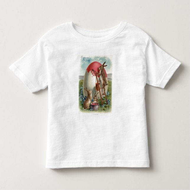 Rabbits Painting an Egg Toddler T-Shirt (Front)