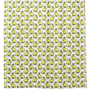 Rabbits Pattern - Black and Lt Yellow and White Shower Curtain