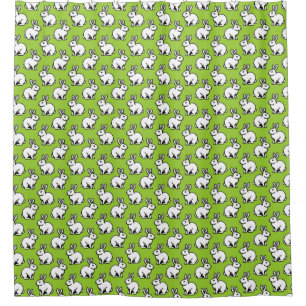 Rabbits Pattern - Black and White and Martian Grn Shower Curtain