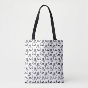 Rabbits Pattern - Black and White Tote Bag