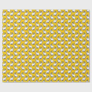 Rabbits Pattern - Black and White with Amber Wrapping Paper