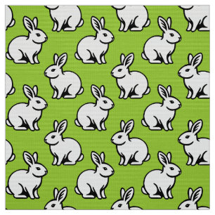 Rabbits Pattern - Black and White with Martian Grn Fabric