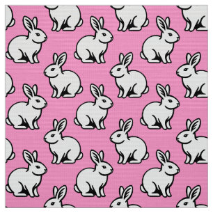 Rabbits Pattern - Black and White with Pink Fabric