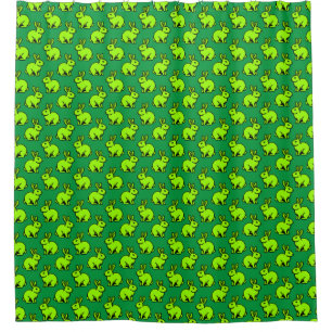 Rabbits Pattern - Black, Chartreus and Kelly Green Shower Curtain