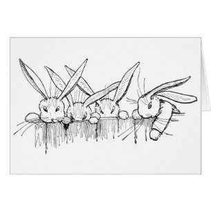 Rabbits Peering Over Fence