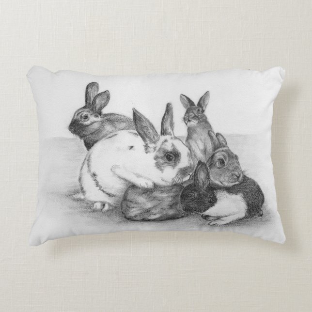 Rabbits, Rabbits and More Rabbits Pillow (Front)