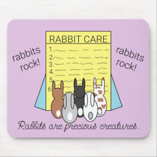 Rabbits Reading About Rabbit Care: Mouse Pad