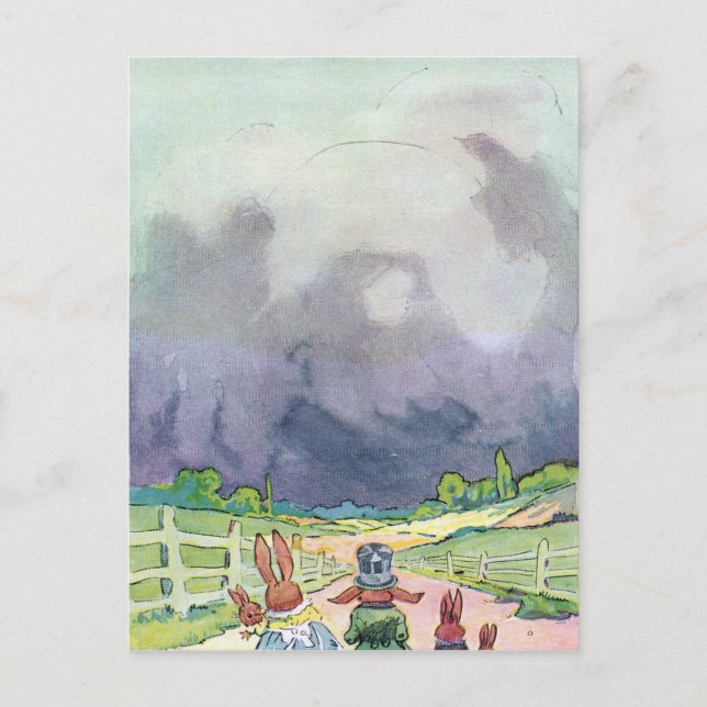 Rabbits Under Dark Clouds Postcard (Front)