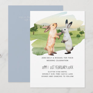 Rabbits Wedding Couple Country Garden