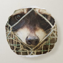 raccon  on round pillow