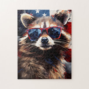 Raccoon 4th of July Independence day Jigsaw Puzzle