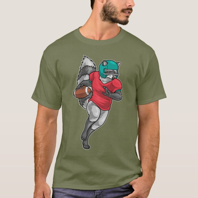 Raccoon American Football Sports T-Shirt (Front)