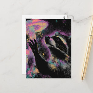 Raccoon and Mushroom Postcard