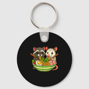 Raccoon And Ossum Eating Ramen Noodles Key Ring