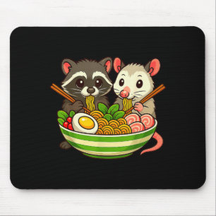 Raccoon And Ossum Eating Ramen Noodles Mouse Pad