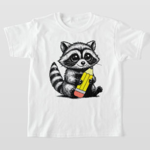Raccoon and Pencil Cute Raccoon Teacher Lover T-Shirt