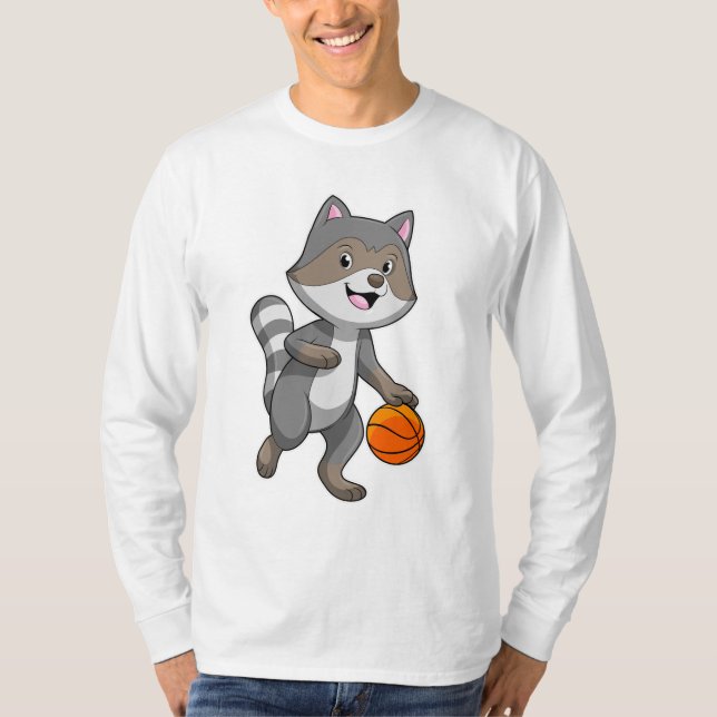 Raccoon as Basketball player with Basketball T-Shirt (Front)