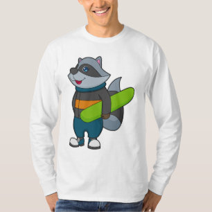 Raccoon as Snowboarder with Snowboard T-Shirt