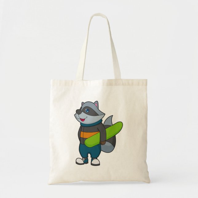 Raccoon as Snowboarder with Snowboard Tote Bag (Front)
