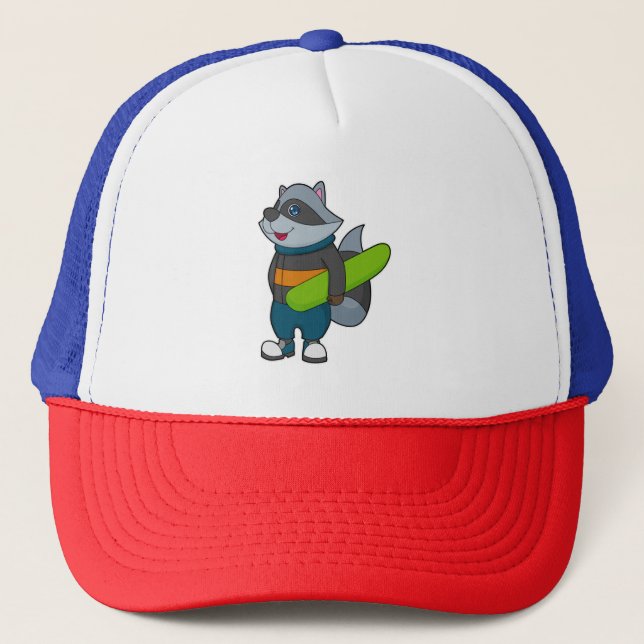Raccoon as Snowboarder with Snowboard Trucker Hat (Front)