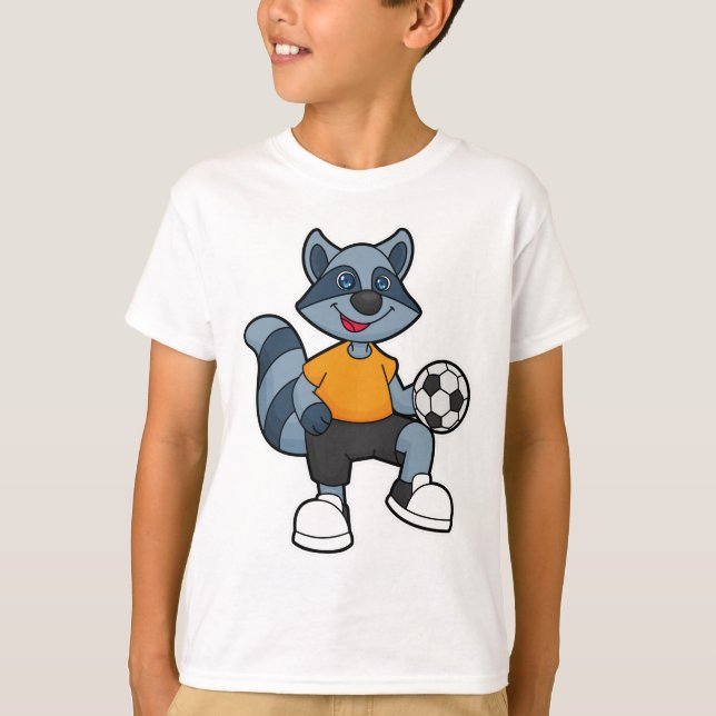 Raccoon as Soccer player with Soccer ball T-Shirt (Front)