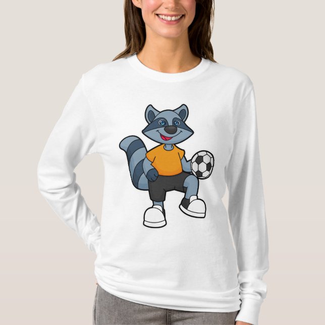 Raccoon as Soccer player with Soccer ball T-Shirt (Front)