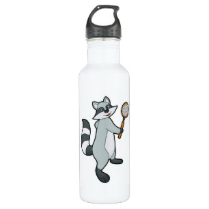 Raccoon as Tennis player with Tennis racket 710 Ml Water Bottle