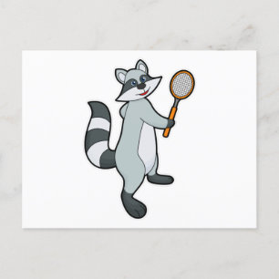 Raccoon as Tennis player with Tennis racket Postcard