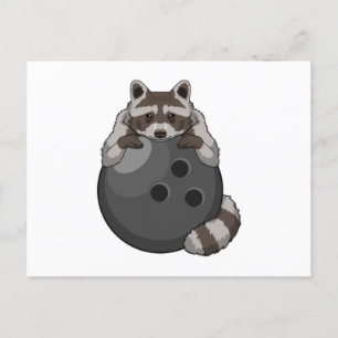 Raccoon at Bowling with Bowling ball Postcard