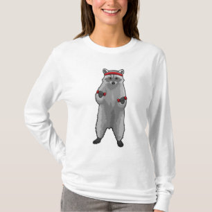 Raccoon at Fitness with Dumbbells T-Shirt