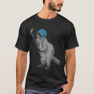 Raccoon at Ice hockey with Ice hockey stick T-Shirt