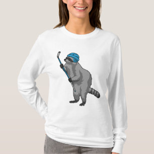 Raccoon at Ice hockey with Ice hockey stick T-Shirt