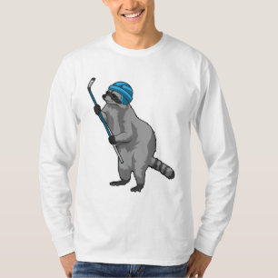 Raccoon at Ice hockey with Ice hockey stick T-Shirt