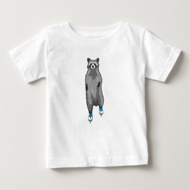 Raccoon at Ice skating with Ice skates Baby T-Shirt (Front)