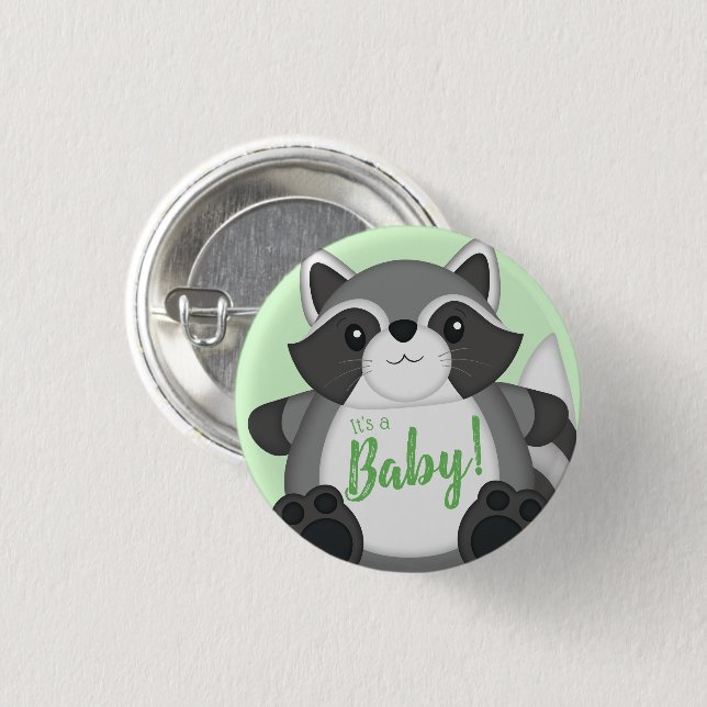 Raccoon Baby Shower Woodland 3 Cm Round Badge (Front & Back)