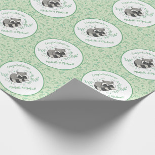 Raccoon Baby Shower Woodland Animals Wrapping Paper