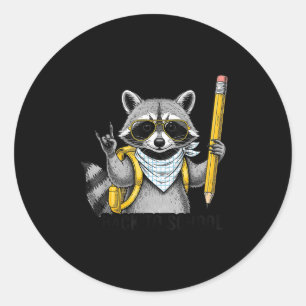 Raccoon Back To School Funny For Teacher Boy Girl  Classic Round Sticker