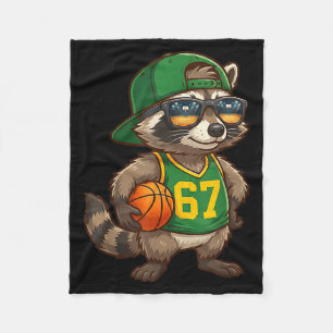 Raccoon Basketball 67 Gen Alpha Slang Srts Men Boy Fleece Blanket